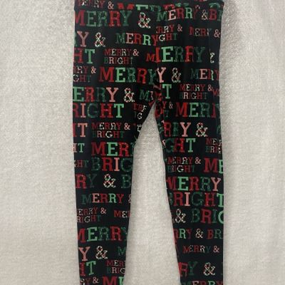 No Boundaries Christmas Velour Leggings Women's XXXL (21)  Black Merry & Bright